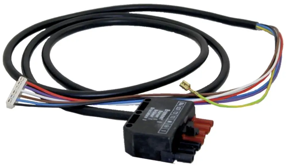 Kabelsatz mit mehreren farbigen Drähten und einem Stecker, geeignet für WRS-Regelungen, evtl. verwendet in Heizsystemen von Wolf.